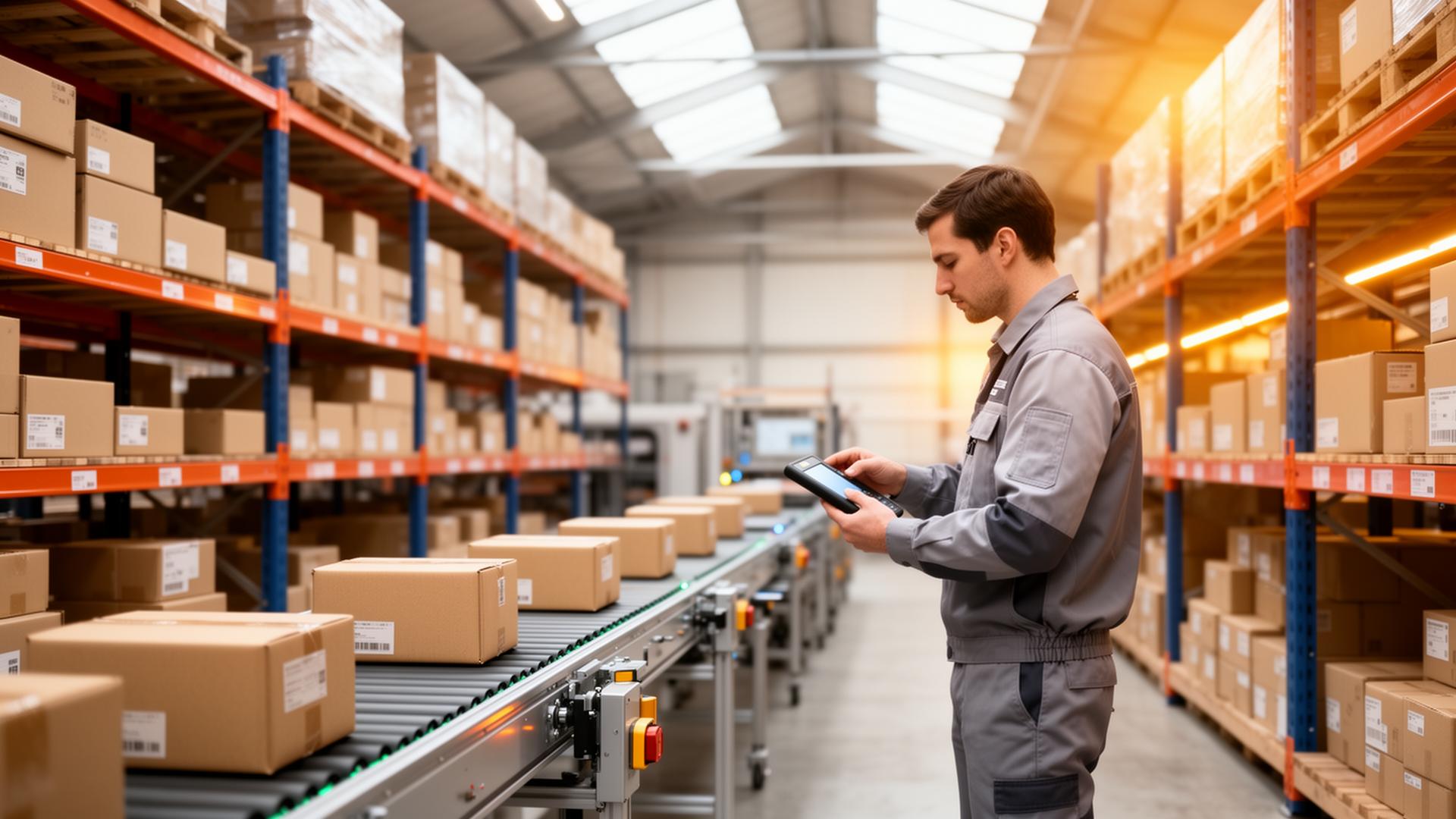 Lexone fulfilment warehouse with conveyor and parcels